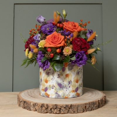 Vibrant Autumn Flower Hatbox
